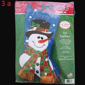 Vintage 2002 Christmas Sequin Snowman Felt Stocking Kit DIY #8113 USA